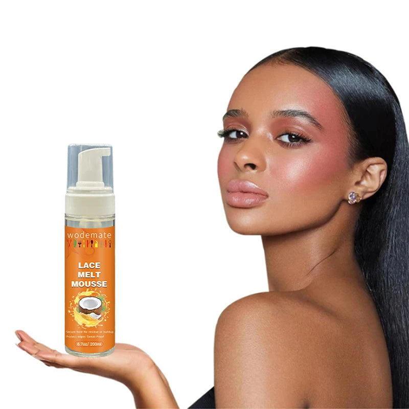 موس إذابة الدانتيل (ليّس)  تثبيت طبيعي قوي، سريع الجفاف، شفاف، وآمن   Lace Melt Mousse  Quick-Drying, Invisible, Firm Hold Mousse for a Natural, Residue-Free, & Safe Finish (200ml)